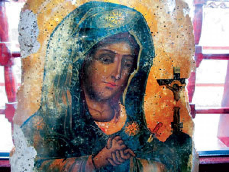 Unique icon of Virgin Mary stabbed in the heart displayed in Bulgaria